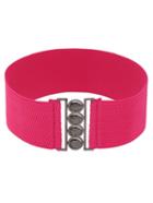 Romwe Polished Interlock Buckle Pink Wide Elastic Belt