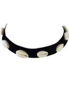 Romwe Black Velvet Wide Choker Necklace With Shell
