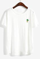 Romwe Pineapple Embroidered Loose T-shirt