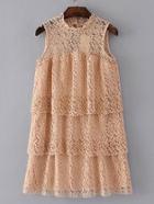 Romwe Hollow Out Tiered Lace Dress