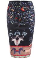 Romwe Deer Flower Print Bodycon Skirt