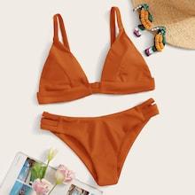 Romwe Ladder Cut-out Triangle Bikini Set