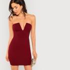 Romwe Plunge Neck Tube Dress