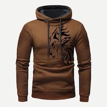 Romwe Men Abstract Print Drawstring Hoodie