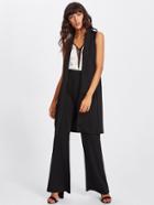 Romwe Sleeveless Foldover Neck Blazer With Pants