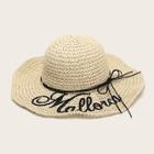 Romwe Letter Embroidery Floppy Hat
