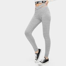 Romwe Criss Cross Waist Space Dye Leggings