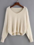 Romwe V Neck High Low Sweater