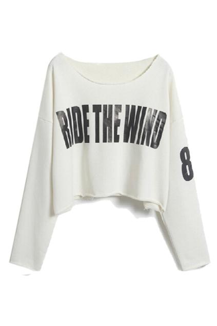 Romwe Letters Print Long Sleeves T-shirt