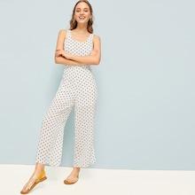 Romwe Polka Dot Print Cami Jumpsuit