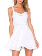 Romwe White Eyelet Wide Strap Skater Dress