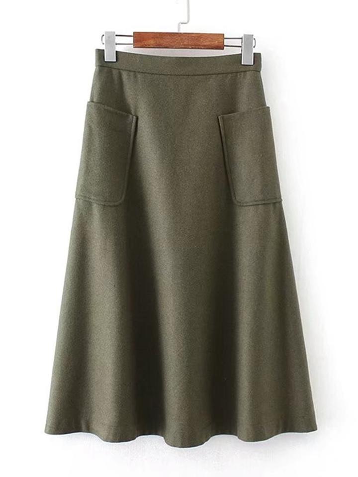 Romwe High Waist Wool Blend Skirt