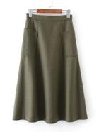 Romwe High Waist Wool Blend Skirt