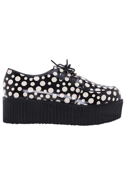 Romwe Polka Dot Black Platform Shoes