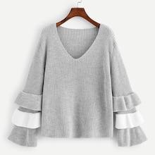 Romwe Tiered Ruffle Sleeve Jumper Without Belt