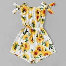 Romwe Plus Sun Flower Print Romper
