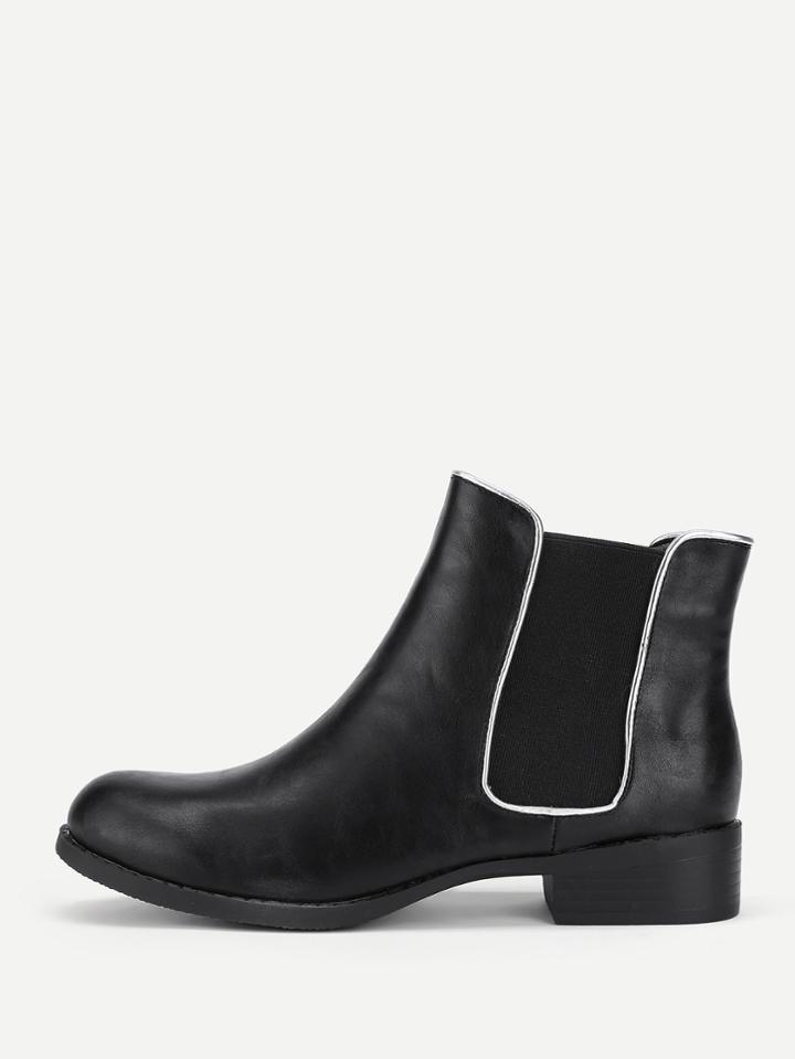 Romwe Round Toe Pu Chelsea Boots