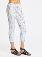 Romwe Graffiti Print Shirred Drawstring Waist Crop Pants