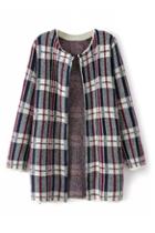 Romwe Open Front Check Cardigan