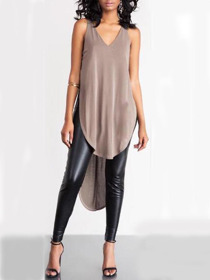 Romwe V-neck High-low Racerback Tank Top