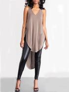 Romwe V-neck High-low Racerback Tank Top