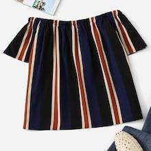 Romwe Off-shoulder Striped Top