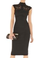 Romwe Black Contrast Sheer Lace Sleeveless Slim Dress