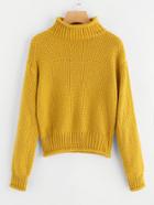 Romwe Drop Shoulder Turtleneck Knit Sweater