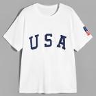 Romwe 1plus1 Guys American Letter And Flag Print Tee