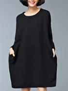 Romwe Black Pocket Oversized Thicken Dress