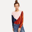 Romwe Color Block Tunic Pullover