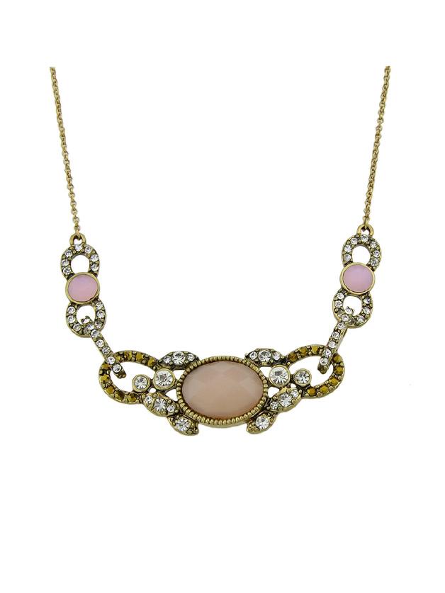 Romwe Long Chain Geometric Pattern With Rhinestone And Acrylic Necklace