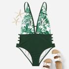 Romwe Plus Ladder Cut-out Backless Swimsuit