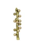 Romwe Gold Pearl Leaf Shape Long Brooch Pin