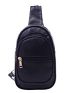 Romwe Faux Leather One-shoulder Backpack - Black