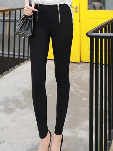Romwe Zippers Slim Black Pant