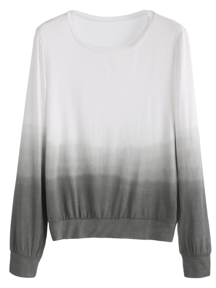 Romwe Ombre Long Sleeve Casual Sweatshirt
