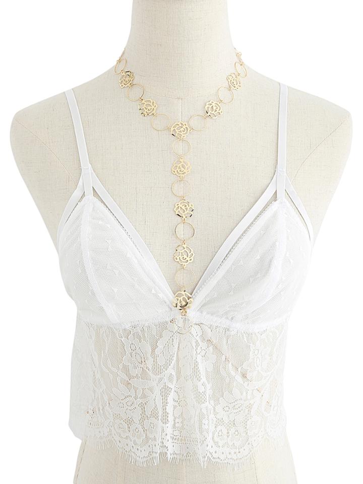Romwe Hollow Out Rose And Ring Design Body Chain