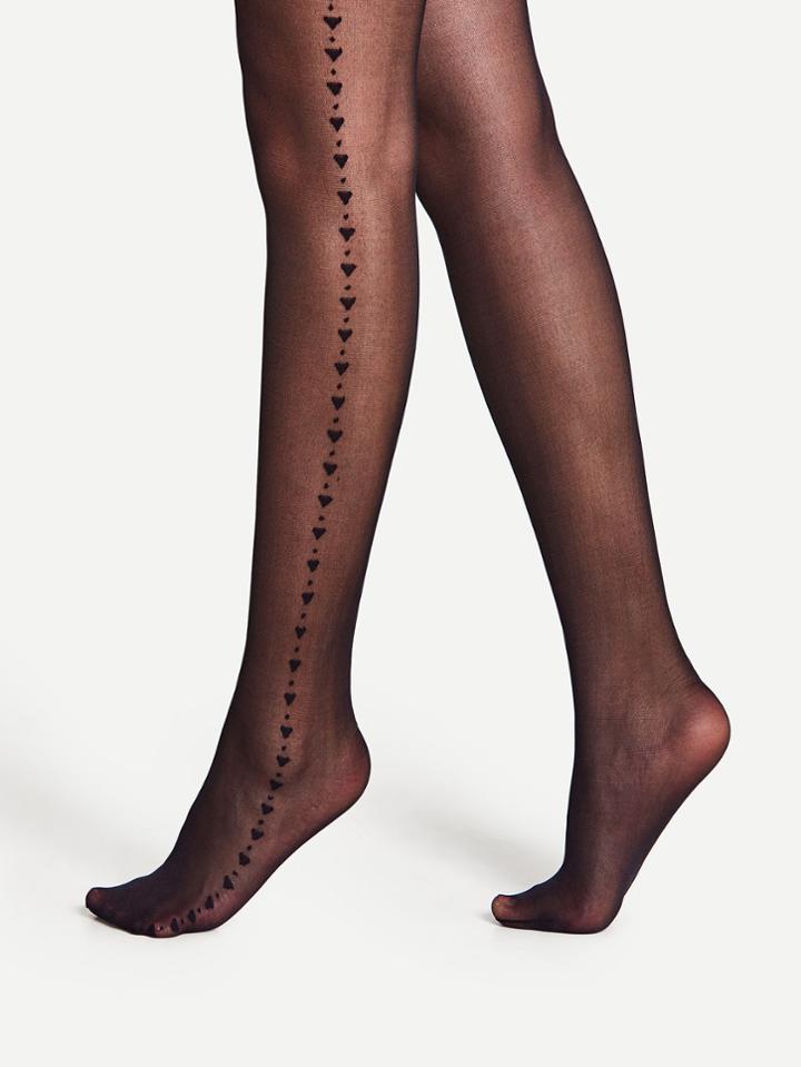 Romwe Heart Pattern Side Pantyhose Stockings