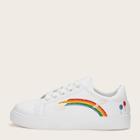 Romwe Rainbow Embroidered Lace-up Front Sneakers
