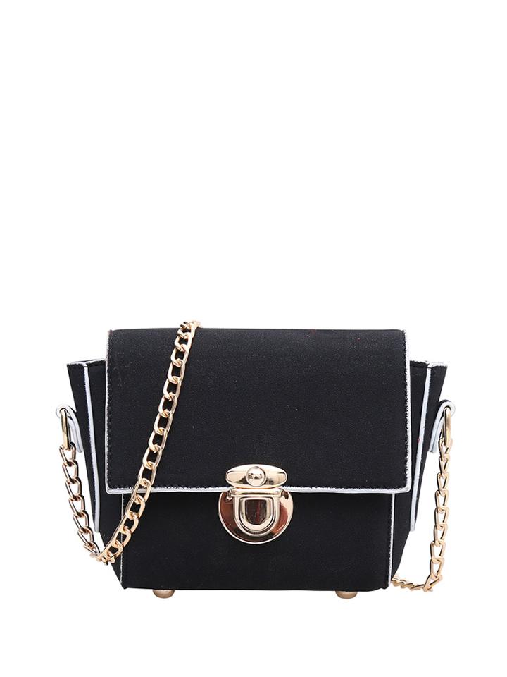 Romwe Contrast Piping Chain Crossbody Bag