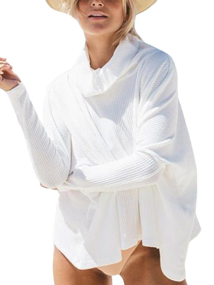 Romwe Turtleneck Long Sleeve Slit Sweater