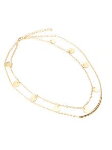 Romwe Bar & Round Detail Layered Chain Necklace