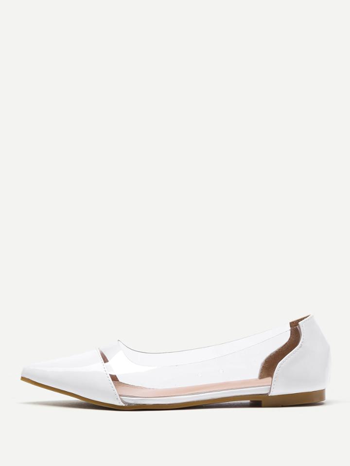 Romwe Clear Detail Pointed Toe Flats