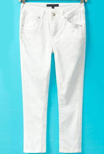Romwe Mid Waist Slim Crop White Pant