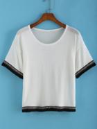 Romwe With Tassel Embroidered White Sweater
