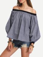 Romwe Black Lantern Sleeve Off The Shoulder Blouse