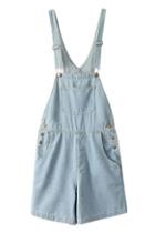Romwe Romwe Buttoned Pocketed Blue Denim Playsuit