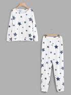 Romwe Stars Print Raglan Pullover & Pants Pj Set