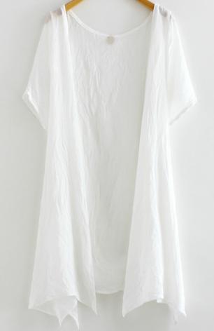 Romwe Short Sleeve White Top
